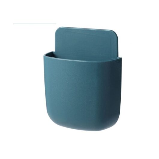 Cyslmuk - 4Pcs Blue Wall Mounted Remote Control Storage Box Self-Adhesive Remote Control Holder Phone Charging Rack Stand for Remote Control, Pencil,