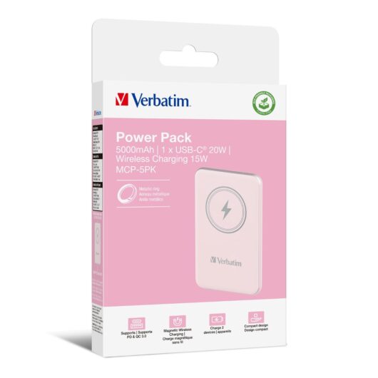 Verbatim Power Pack Charge n Go Magnetic Wireless Power Bank 5000mAh Pink, none