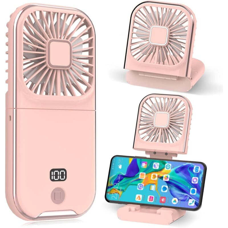 Mini Portable Fan usb Rechargeable Hand Fan Small Portable Handheld Fan Quiet Pocket Fan for Office, Home, Outdoor, Sleeping (Pink)