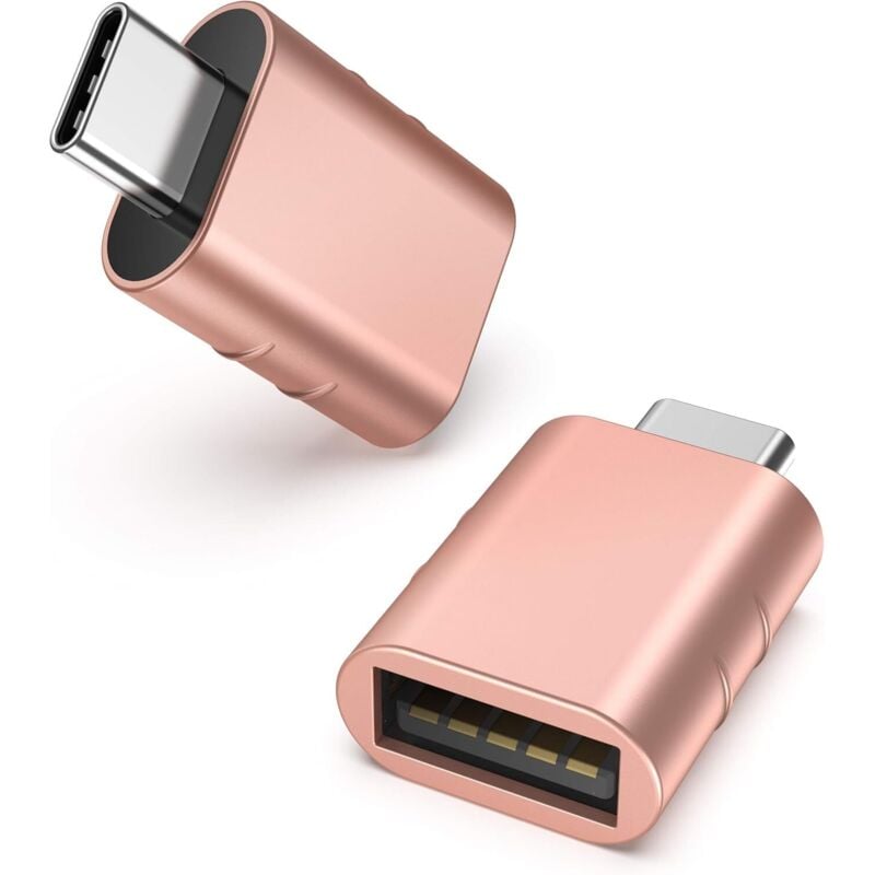 USB C to USB Adapter 2 Pack USB C Male to USB3 Female Adapter Compatible with MacBook Pro/Air 2021 iMac iPad Mini 6/Pro, Pink