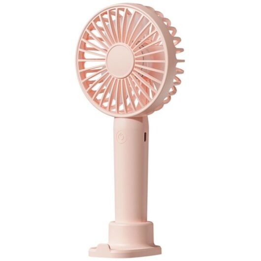 Linghhang - usb Rechargeable Portable Fan, Ultra Quiet, 3 Speeds, with Phone Holder, for Indoor and Outdoor Use (Pink)