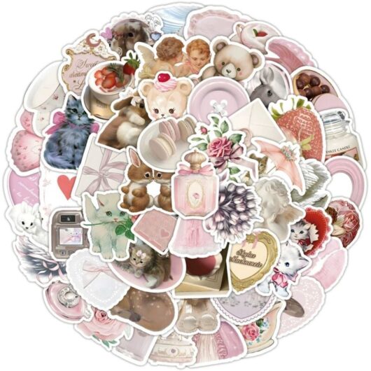 Csparkv - 100Pcs Pink Bow Aesthetic Stickers for Water Bottles Women Adults Kids Waterproof Vinyl Decals