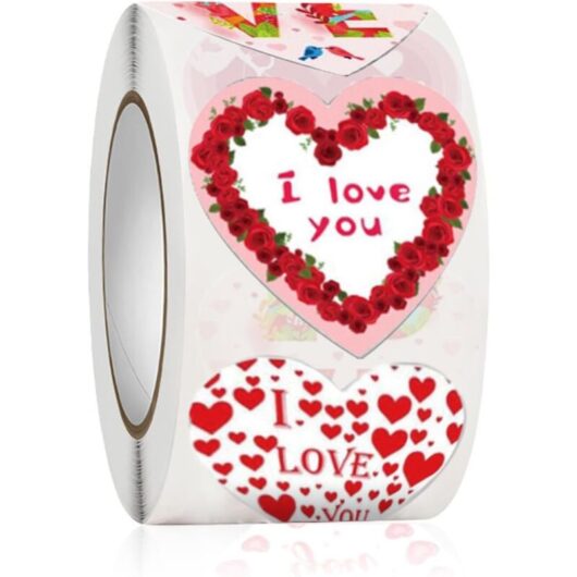 CCYKXA Pack of 500 pink heart-shaped stickers (2.5 cm) for Valentine's Day
