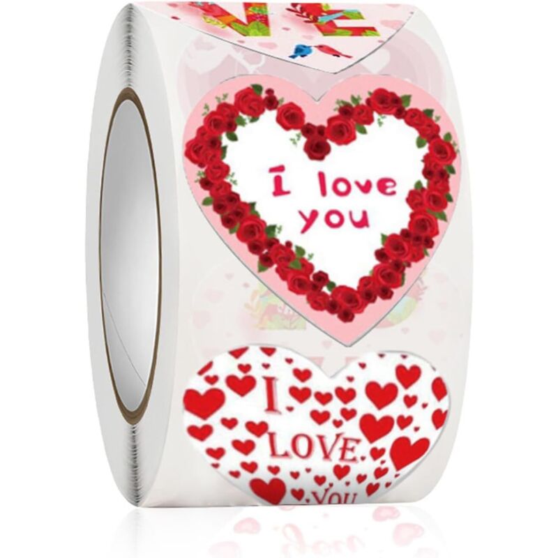 CCYKXA Pack of 500 pink heart-shaped stickers (2.5 cm) for Valentine's Day