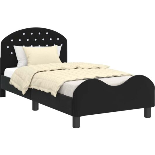 Children's Bed Frame with Headboard Black 80 x 160 cm Velvet vidaXL