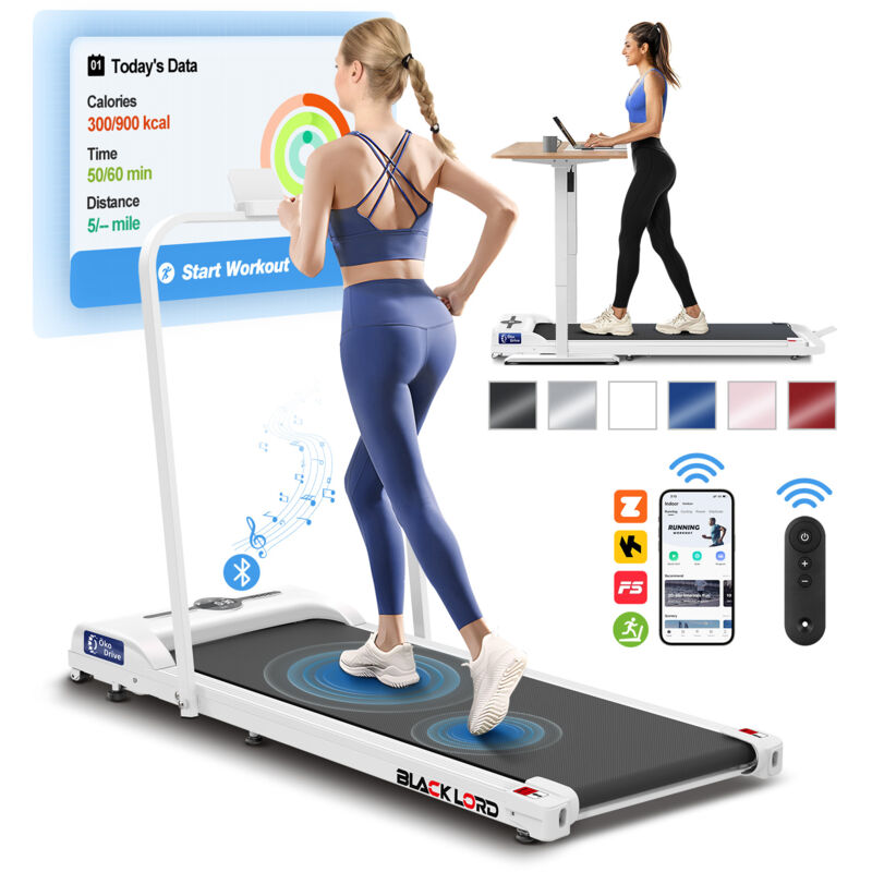 BLACK LORD Treadmill Electric Walking Pad Home Office Gym Fitness Foldable - White