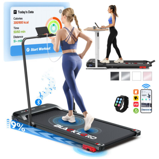 BLACK LORD Walking Pad 3.2HP, 1-16KM/H Treadmill, Home, Under Desk , LED Display & Wireless Control, Running Machine with 3-level Incline-Black