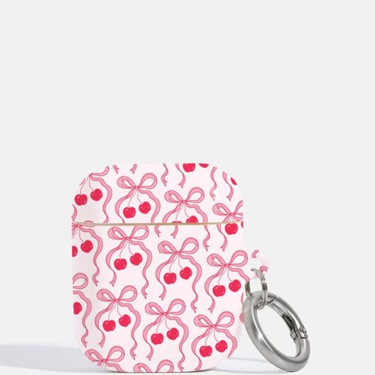 Cherry Ribbon Bow Air Pods Case, Air Pods Pro Case