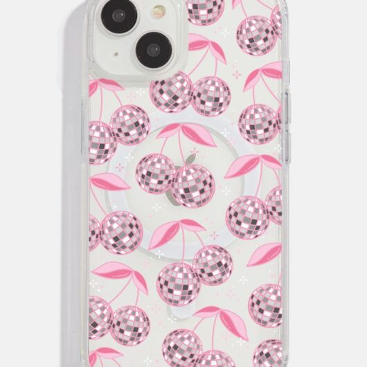 Disco Cherries Pink Mag Safe i Phone Case, i Phone 14 Plus Case
