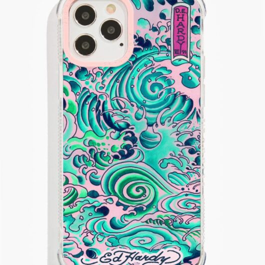Ed Hardy x Skinnydip Pink Waves Shock i Phone Case, i Phone 14 Case