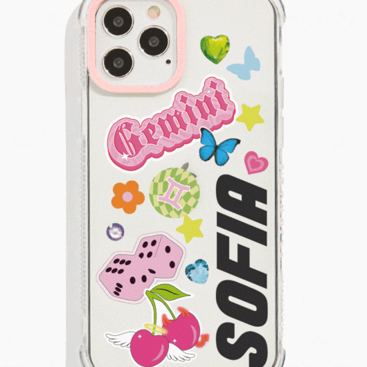 Personalised Clear Shock i Phone Case With Pink Camera Hole, i Phone 13 Case