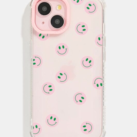 Pink And Green Smile Shock i Phone Case, i Phone 15 Plus Case