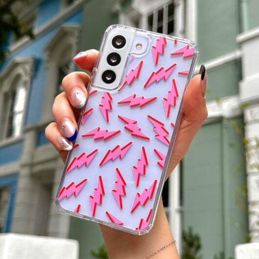 Pink and Red Lightening Bolt Android Case, Samsung Galaxy S25 Ultra Case
