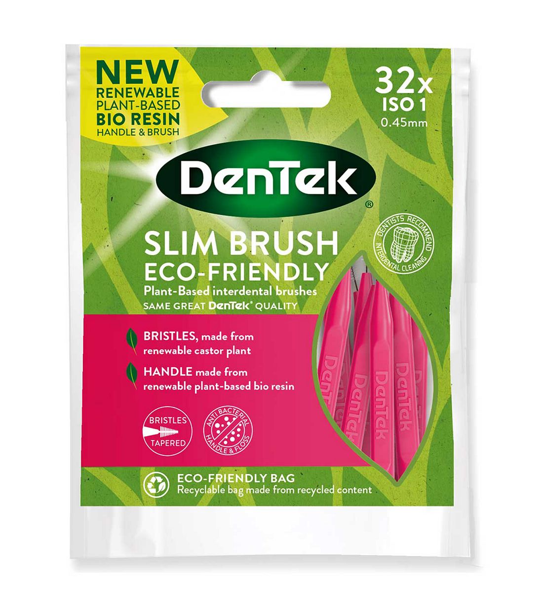 Dentek Eco-Friendly Slim Brush Iso1 Pink 32S